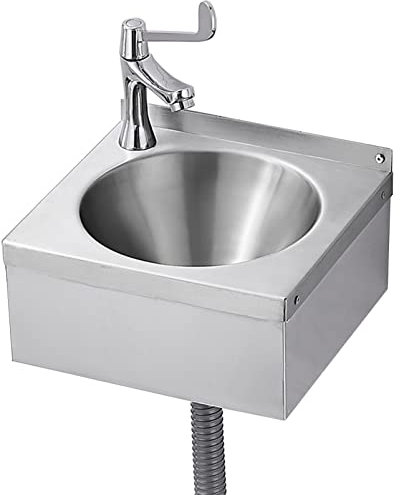 Lavandino da Bagno Lavandino Piccolo per Mani, Lavandino ad Angolo Montato a Parete con Rubinetto e Scarico Combinato