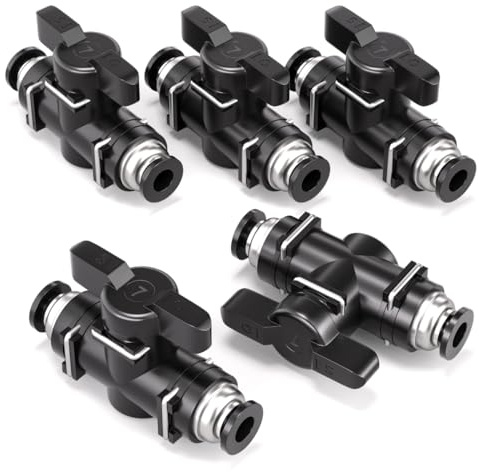 Bwintech 5 Stück 8mm Pneumatik-Kugelhahn Push-to-Connect Verschraubungen BUC Luftdurchfluss-Regelventil mit geradem Schnellanschluss für Luftschlauchverschraubungen