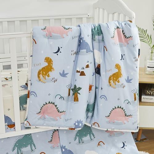 Brandream Roar Dinosaurier Baby 6-teiliges Kinderbett-Bettwäsche-Set für Jungen, 100% Baumwolle