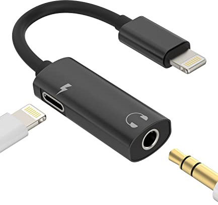 Adaptador de auriculares para iPhone (2 en 1) para Apple MFI certificado 3.5 mm a Lightning Splitter AUX Cable de carga de audio Dongle Jack convertidor para 14 13 12 11 Pro Max Mini 8 Plus X SE XR