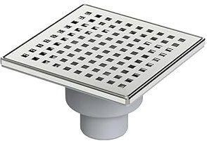 MAXIFLOW LEGAL Siphon de douche carré avec cadre en plastique chromé et sortie verticale 50 mm