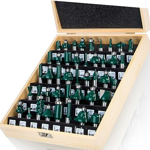 MAYLINE 1/2 Inch Shank Router Bits Sets 41 PCS, Woodwork Milling Cutter Router Bit Set, Wood Cabinet Carbide CNC Cutting Tool for Door&Table Shelves (1/2-KK)