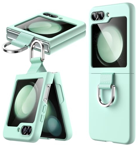 JETech Funda para Samsung Galaxy Z Flip 5 2023 con Anillo, Carcasa Protectora Anti-Arañazos Antigolpes Slim PC Dura (Verde Menta)