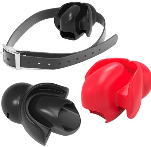 Jomyu Neu BDSM Silikon Ball Gag Zungenfixierung mit Ball Gag Einstellbar Sklaven Fetisch Sexspiel Sexspielzeug für Paare Frauen Männer Extrem (Schwarz)