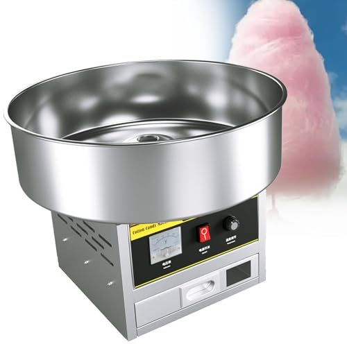 SACLMD Machine à Barbe à Papa Professionnelle,Machine à Barbe à Papa,Machine à Barbe à Papa Commerciale,pour la Famille,Halloween et diverses fêtes,Silver-220V