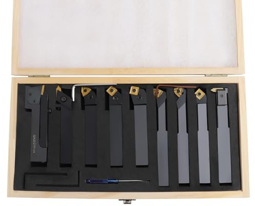 Drehmeißel Set 9-teilig 20x20 mm – Drehstahl Klemmhalter mit Wendeschneidplatte für Drehbank Drehmaschine Metall, Bohrstange Drehmaschinenzubehör, Werkzeugstahl Drehwerkzeug