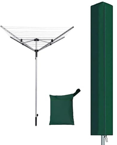 Etomvoop Wäschespinnen-Abdeckung, 600D Oxford, groß, wasserdicht, wetterfest, Sonnenschirmabdeckung, Trocknergestell mit Reißverschluss, passend für Garten, Grün (16 x 16 x 180 cm)