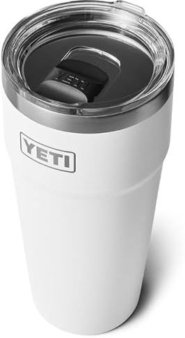 YETI Rambler Cup, Vacuum Insulated Stainless Steel Stackable Cup with Magslider Lid, White, 30 oz (887 ml)