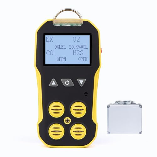 Bosean Multi Gas Monitor, 4 in 1 Gas Detector, O2, CO, H2S, EX Meter with LCD Display Backlight Rechargeable Sound Light Vibrate Alarm Tester Analyzer
