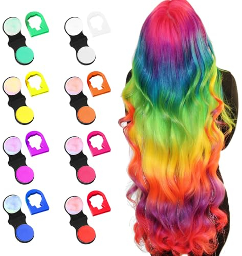 8 Stück Haarkreide für Mädchen und Kinder - Auswaschbare, Ungiftige DIY Party Haarfarbe - Tragbare Temporäre Haarkreiden für Damen, Hochzeit, Karneval