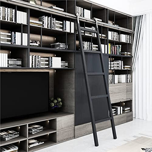 Rollleiter-Hardware-Bibliothek - Bücherregal-Schiebeleiter-Schienensatz, Schiebetür-Hardware-Zubehör, Bibliotheks-Mobilleiter-Hängeschiene, schwarzer Kohlenstoffstahl (Größe: 100 cm (3,3 Fuß