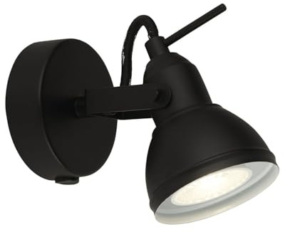 Licht-Erlebnisse Wandlampe Metall Schwarz Wohnzimmer Flur Küche Büro T:17 cm GU10 verstellbar drehbar schwenkbar mit Schalter Strahler Wandspot flexibel