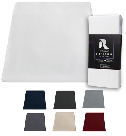 Richbond - Sábana Bajera Ajustable 180x200 cm Microfibra Poliéster 90 g/m² - Gorro de 35 cm - Suave, Antialérgica y Antibacteriana - para Cama King - Blanco