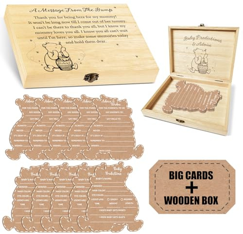 Winnie Puuh Baby-Beratungskarten, Vorhersagekarten, Pooh's Geschenke für werdende Mutter, geschlechtsneutrale Babyparty-Dekorationen für Jungen, Mädchen, Babyparty-Erinnerungsbox und 30 Karten, 12,7 x