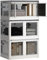 HOMCOM Boîtes de rangement pliables et empilables en plastique, 69L, caisses rangement 3 cubes avec couvercle et 4 roulettes, accès à 5 côtés, bacs de rangement pour jouets et livres, blanc