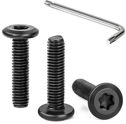 Tunejoy 30 Pièces Vis à Tête Plate Torx Noir M6 x 25 mm Vis à Six Pans Creux en Acier Inoxydable A2 V2A Boulons de Meubles Hexagonale avec Clé T30 Filetage Complet