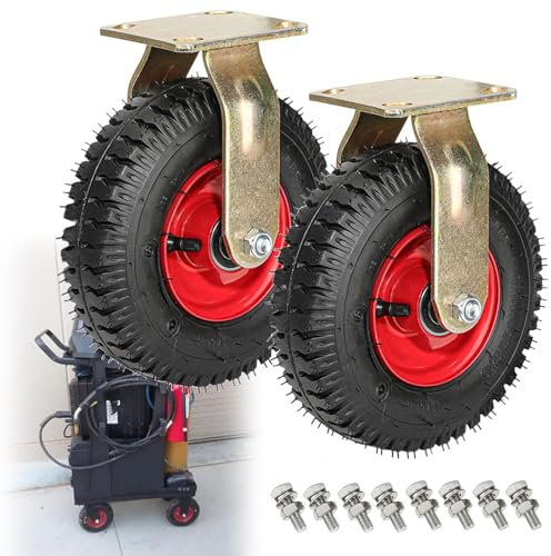 ZHENCHAO Rueda giratoria neumática, Rueda de Goma Estilo aspiradora, 2 Piezas de Ruedas de Repuesto para Caja de Herramientas, Rueda silenciosa de 8/10 Pulgadas, Rueda Industrial Resistente