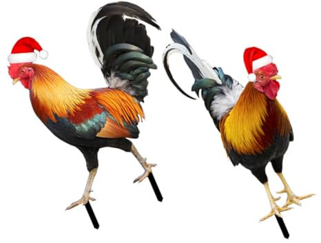 Happyyami 2stücke Gartendekoration mit Hühnermotiv Gartenstecker aus Acryl Weihnachtsschmuck für Draußen Gartenschmuck für Rasen Künstliche Hühner für Garten