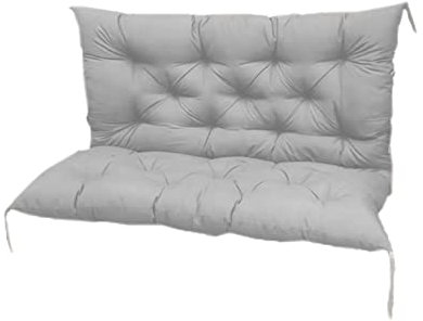 Outdoor-Bankkissen mit rutschfester Rückenlehne, Ersatz-Sitzpolster für 2-, 3-Sitzer-Schaukelbank oder Terrassensofa, Grau, 120 x 100 x 8 cm