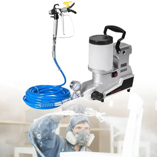 Pulverizador de pintura sin aire comercial, pulverizador de pared de 2,5 l/min, con 3 velocidades ajustables, capacidad de 2 l, manguera de 5 m, pulverizador de pintura de alta presión de 1600 W, 11