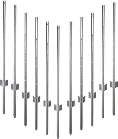 Garmix Metall Pfosten Zaunpfosten Zaunpfahl für Gartenzaun 125cm Silber 11 Stück
