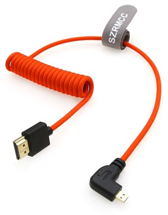 SZRMCC 8K 2.1 Micro HDMI Angolo sinistro ad HDMI Cavo intrecciato ad alta velocità per Go-Pro Hero 3/4 Canon EOS M5 Sony A6000 A7III RX10 Nikon B500 Z6 Raspberry Pi 4 Atomos Ninja 2 Monitor