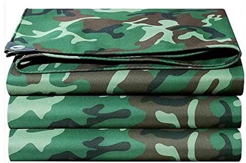 Bâche de camouflage robuste 4 x 4 m - 450 g/m² - 0,45 mm d'épaisseur - Tapis de sol durable avec œillets métalliques pour le camping et l'extérieur