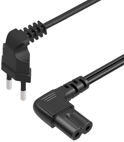 3 m langes Ersatz Samsung TV Netzkabel für Samsung Fernseher (24, 32, 40, 43, 48, 49, 50, 55, 60, 65, 75, UN40, UN43, UN48, 90-Grad-Winkelkabel, 18 AWG, 2-polig auf L-förmiges C7-Netzkabel