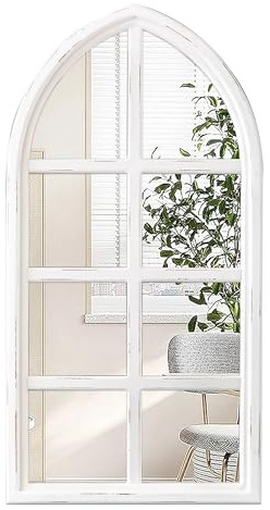 Sintosin Granja Espejos Decorativos de Pared 45 x 90 cm, Rústico Espejo Pared de Ventana, Antiguo Espejo Grande de Madera con Marco para baño, Dormitorio, Salón