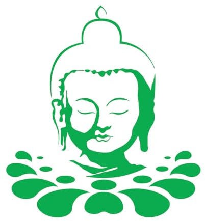 Stickers muraux en vinyle Salle de méditation tibétaine avec tête de Bouddha et fleur de lotus 72x78.6cm Multicolore Vert