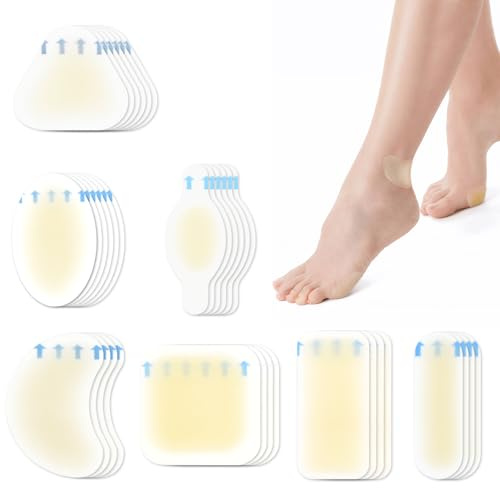 34Pcs Hydrocolloid Blister Plasters, Invisible Waterproof Foot Bandages | Hydrocolloid Gel Cushions Plaster for Fingers Toes Forefoot Heel Protector and Guard Skin