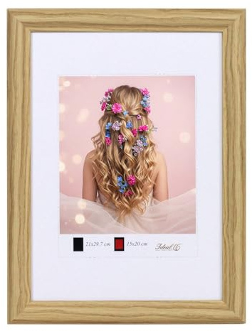 KM FOTO Holzrahmen mit Kunststoffglas Bilderrahmen MDF-Rahmen Wandrahmen Fotorahmen HR-22: Farbe: Natur | Format: 13x18 | Pack: 1