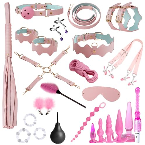 BDSMLOVE 25 pièces Ensemble De Bondage Set, Jouet Sexy Femme, Sm Retenue et Bondage Kit pour les Couples, Sexy Érotique Jouets Sexuels Réglables