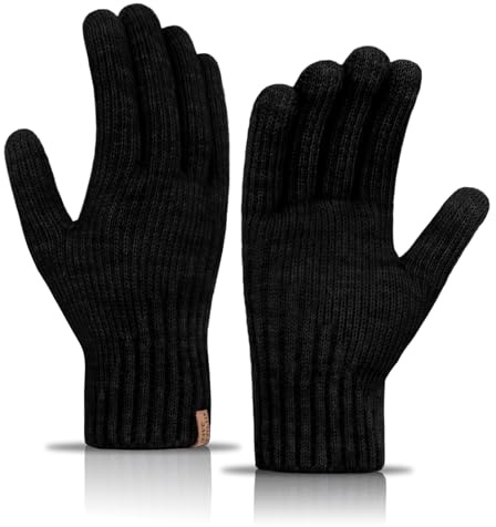 LJCZKA Handschuhe Warm Damen Wolle Thermohandschuhe Winter Strickhandschuhe Touchscreen Winddicht für Outdoor Laufen Radfahren