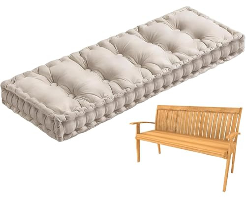 Generisch 10cm Bankauflage Outdoor Mit Griff, Weich Samt Stuhlkissen Bankauflage Sitzkissen Hollywoodschaukel Auflagen Fenstersitzmatte für Gartenmöbel Terrasse Indoor,Weiß,170x50cm