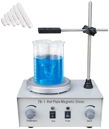 Kensbro Agitateur Magnétique Chauffant 300W avec Plaque Chauffante | Régulateur de vitesse 0 à 2200 tr/min avec 6 barreaux magnétiques, pour laboratoires