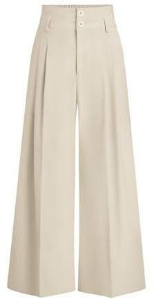 PRETTYGARDEN Womens Spring Wide Leg Palazzo Pants 2026 Trendy Loose Button High Waist Pleated Work Business Casual Trousers (Beige,Medium)
