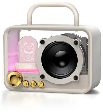 Ykall Enceinte Bluetooth Portable avec Lumières RVB, Mini Enceinte sans Fil avec Son Stéréo et des Basses Puissantes, Design Compact pour Bureau Domicile Extérieur (Blanc)