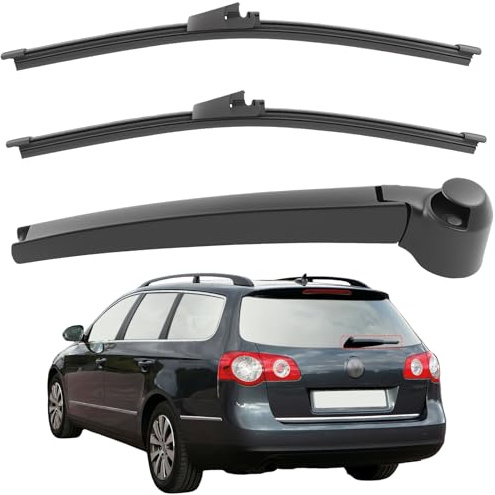 Juego de Limpiaparabrisas Ventana Trasero Compatible para Passat Variant B6 B7 2005-2014 | 2 Piezas Limpiaparabrisas Escobillas Trasero de Coche y 1 Piezas Brazos de Limpiaparabrisas Reemplazar