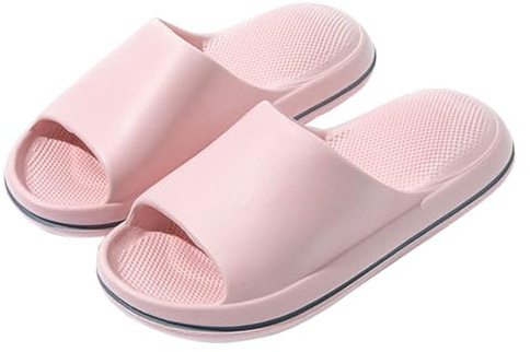 Badpantoletter dam, halkfria, lätta molnskor, ventilerande badtofflor, platta sandaler, supermjuka ljudlösa tofflor, vadderade sandaletter, pool, strand, badskor, ROSA, 38 EU