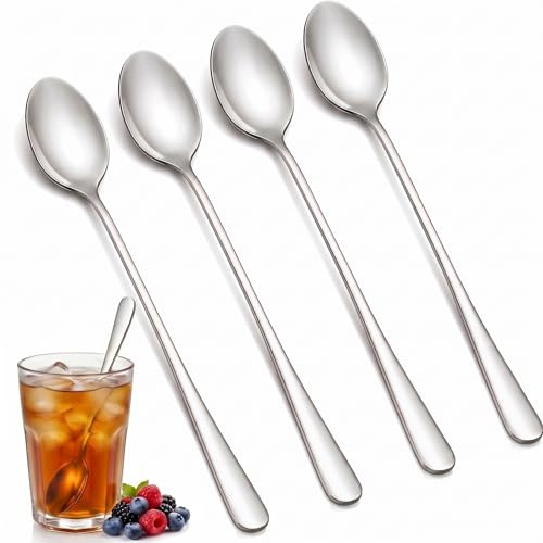 Latte Spoons Set of 4, 7.7 Stainless Steel Long Handle Sundae Spoons