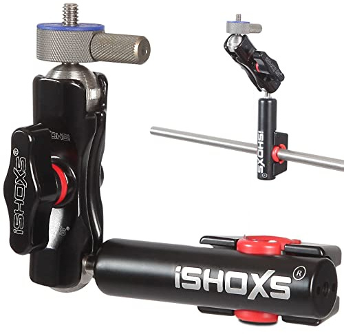 iSHOXS Strut Mount Prox, hochfester Aluminum Rohrhalter für dünne Streben bis 16 mm mit Doppel-Kugelgelenk 1/4 Adapter