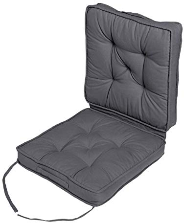 HOMESCAPES Grey Travel Booster Cushion Large Firm 50cm Square Seat Pad and Backrest Luxury Thick Soft Charcoal Grey Cotton Supportive Car Cushion For The Elderly, Post-Operative and Lumbar Support