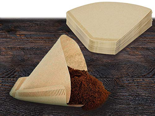 #4 Coffee Filters Paper - 100 Count Unbleached Cone, 8-12 Cup Large Natural Brown Disposable Paper for Pour Over and Drip Coffee Maker, Eco Friendly Coffee Machine Parts and Accessories