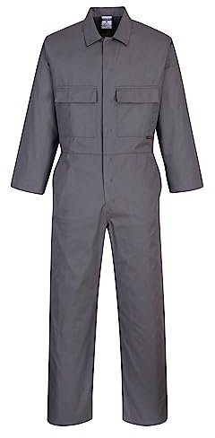 Portwest S999 Men's Euro Workwear Polycotton Coverall Boiler Suit Overalls Zoom Grey, M