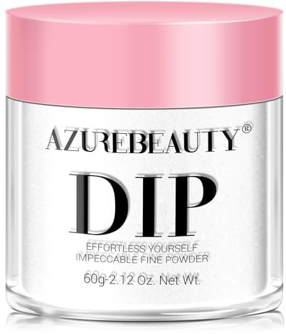 AZUREBEAUTY Dip Powder Clear Color Pro 60g, Basic Transparent Acrylic Dipping Powder Crystal French Nail Art Starter Manicure Salon DIY at Home, Odor-Free, Long-Lasting, No Nail Lamp Needed