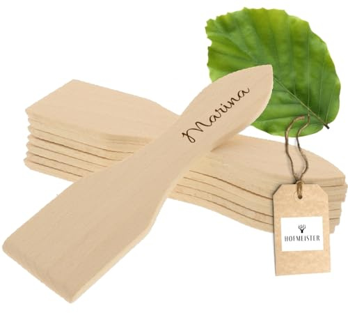 HOFMEISTER® Raclette Schaber Holz mit Gravur, 8er-Set, 13 cm - personalisierter Racletteschieber aus Buchenholz mit Name, Geschenk für Familie und Gastgeber
