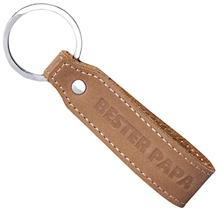 MAGATI Schlüsselanhänger aus Echtleder mit Gravur Bester Papa - Geschenk für Männer und Väter zum Vatertag, Geburtstag oder als Glücksbringer - Schlüsselring aus Edelstahl