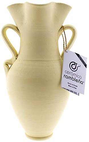 CERÁMICA RAMBLEÑA | Centro de Mesa Jarra Cuatro Picos de La Rambla | Jarra Decorativa | Centro cerámica | Centro decoración | Jarra Cuatro Picos Rambleña | 100% Hecho a Mano | 18x14x28 cm