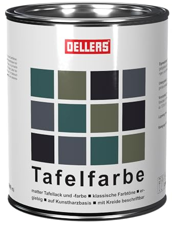 OELLERS Peinture tableau d'école RAL 6003 vert olive -1l, pour écrire à la craie, sur le bois, le métal, les murs, couleurs classiques d'un tableau d'école, peinture ardoise, mate
